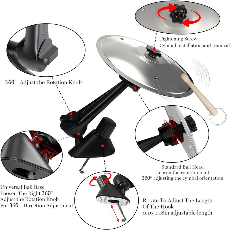 BADAO Car Cymbal Air Vent Car Symbol Drum Crash Cymbal w/Mini Drum Stick,Mini Drum Cymbal,Add Fun to Your Drive,Funny Musical Instruments Gadget for Drummer Music Lovers Gift,Car Accessory All Vehicle Types - Image 5
